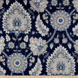 "Pair 25"" Or 50"" Wide Waverly Castleford Red Garnet Navy Indigo Blue Rod Panels Drapes Length 24 48 63 72 84 96 108 120" - thumbnail 3