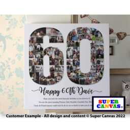 Happy 60Th Birthday Wife Husband Friend Mum Dad Grandad Nana Personalised Photo Collage Party Board Framed Canvas Print Gift - thumbnail 4