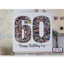 Happy 60Th Birthday Wife Husband Friend Mum Dad Grandad Nana Personalised Photo Collage Party Board Framed Canvas Print Gift - thumbnail 3