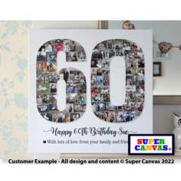 Happy 60Th Birthday Wife Husband Friend Mum Dad Grandad Nana Personalised Photo Collage Party Board Framed Canvas Print Gift - thumbnail 2