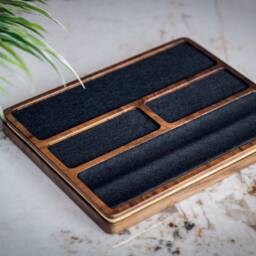 Walnut & Mapa Burl Wood Desktop Organizer Handmade Entryway Storage - thumbnail 3