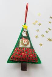 Felt Christmas Tree Ornament With Fabric Accent