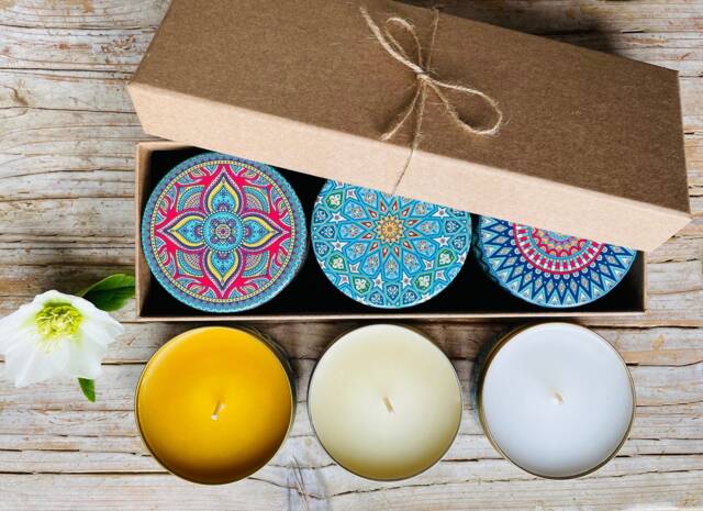 Candles - Scented Candle Set Of 3 Natural Candle Set Vegan Handmade in Decorative Tin Box Christmas Gifts Housewarming Gift - image 1