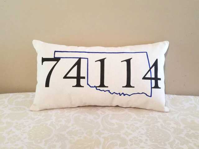 Zip Code Pillow Custom State Outline, New Home Gift - image 1