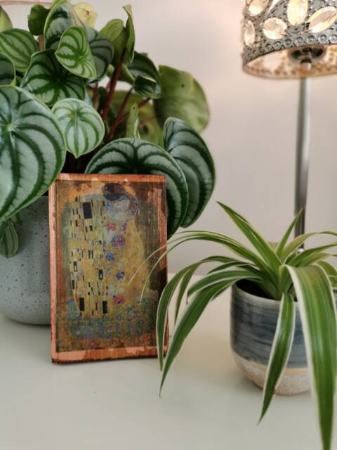 The Kiss By Gustav Klimt Rose Gold Oak Wood Wall Art - image 1