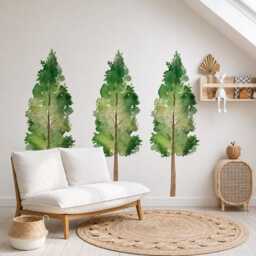 Large Pine Tree Wall Decal, Removable Peel & Stick Trees, Forest Theme Nursery Decor, Woodland Stickers - thumbnail 2