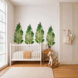 Large Pine Tree Wall Decal, Removable Peel & Stick Trees, Forest Theme Nursery Decor, Woodland Stickers - thumbnail 1