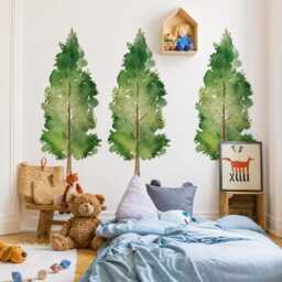 Large Pine Tree Wall Decal, Removable Peel & Stick Trees, Forest Theme Nursery Decor, Woodland Stickers - thumbnail 3