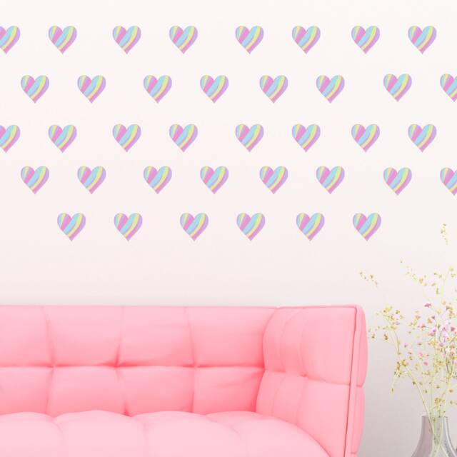 Set Of 20 Heart Shaped Wall Stickers Rainbow For Bedrooms Nursery Colour Removable Vinyl Decals Love Hearts Wall Sticker - image 1