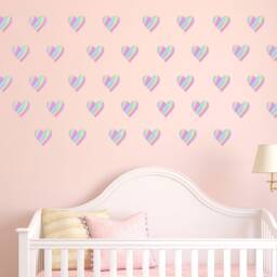 Set Of 20 Heart Shaped Wall Stickers Rainbow For Bedrooms Nursery Colour Removable Vinyl Decals Love Hearts Wall Sticker - thumbnail 4