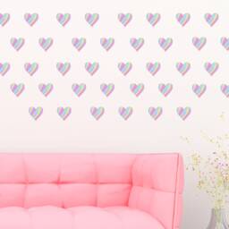 Rainbow Heart Wall Decals, Set Of 20, Nursery Bedroom Decor