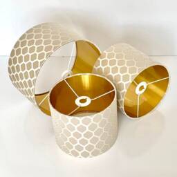 New Luxury High Quality Silk Cream Magnolia Geometric Honeycomb Pattern Drum Lamp Shade Suitable For All Tables & Ceilings - thumbnail 2