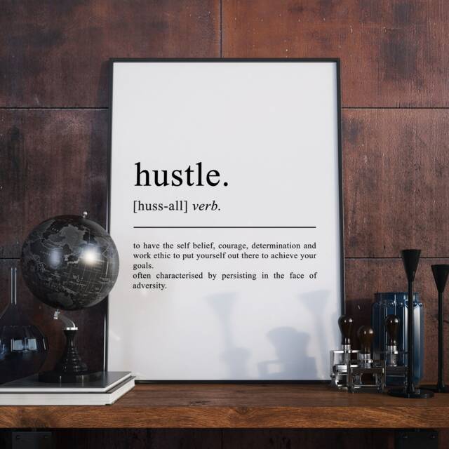 Hustle Definition Poster - Motivational Print For Entrepreneurs Office Wall Art Available in Multiple Sizes A2 A3 A4