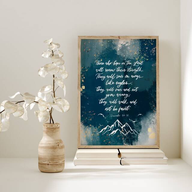 Isaiah 4031 Print, Those Who Hope in The Lord Will Renew Their Strength, Scripture, Bible Verse, Verse Wall Art, Print - image 1