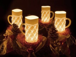 "Beer Mug Lanterns, Christmas Decoration, Bavarian Present For Lovers, Glas Stein Candle Holder, ""Oz??ndt' Is" - thumbnail 1
