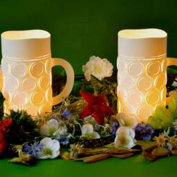 "Beer Mug Lanterns, Christmas Decoration, Bavarian Present For Lovers, Glas Stein Candle Holder, ""Oz??ndt' Is" - thumbnail 3