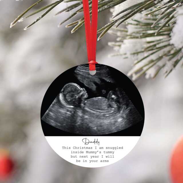 Personalised Baby Scan Bauble Tree Decoration - Daddy To Be Gift -Christmas From The Bump Christmas Sonogram - image 1