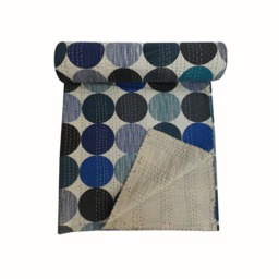 Handmade Kantha Quilt Bohemian Queen Size Bedspread - thumbnail 1