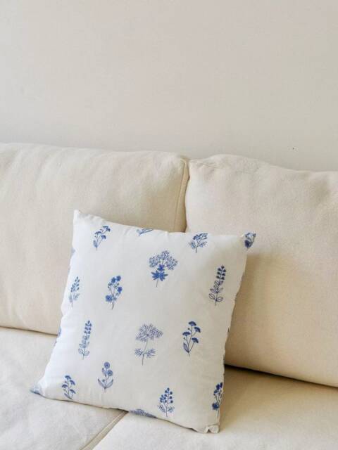 Pruitt Embroidered Cotton Pillow, Blue Decorative Pillow Case, Throw Cover, Cushion & Cover - image 1