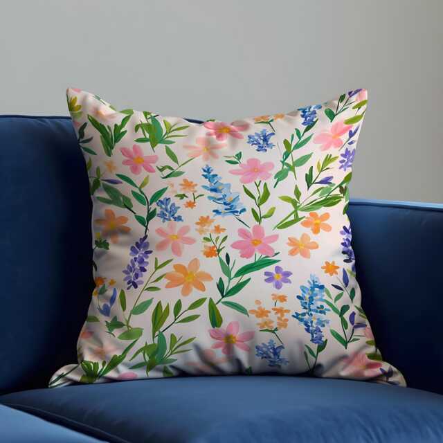 Pastel Floral Cushion Cover, Botanical Flower Pillowcase, Soft Velvet Decorative Throw Pillow Cover For Sofa Living Room Decor - image 1