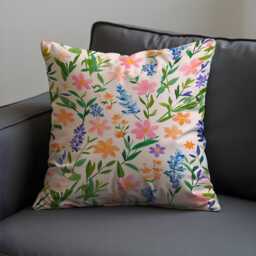 Pastel Floral Cushion Cover, Botanical Flower Pillowcase, Soft Velvet Decorative Throw Pillow Cover For Sofa Living Room Decor - thumbnail 3