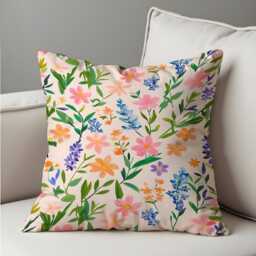 Pastel Floral Cushion Cover, Botanical Flower Pillowcase, Soft Velvet Decorative Throw Pillow Cover For Sofa Living Room Decor - thumbnail 4