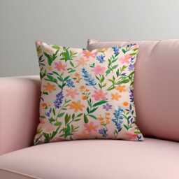 Pastel Floral Cushion Cover, Botanical Flower Pillowcase, Soft Velvet Decorative Throw Pillow Cover For Sofa Living Room Decor - thumbnail 2