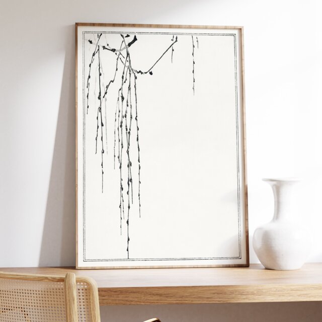 Japanese Minimalist Print, Tree Branches, Wantanabe Seitei Poster, Traditional Art, Ukiyo E Edo Period Woodblock, Neutral Wall Decor - image 1