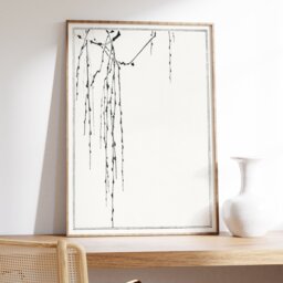 Japanese Minimalist Print, Tree Branches, Wantanabe Seitei Poster, Traditional Art, Ukiyo E Edo Period Woodblock, Neutral Wall Decor - thumbnail 1