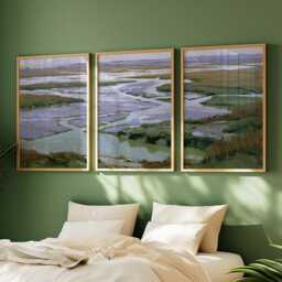 River Delta Trio, Coastal Wetland Wall Art Set - thumbnail 3