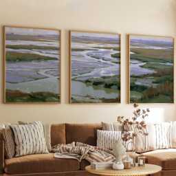 River Delta Trio, Coastal Wetland Wall Art Set - thumbnail 4