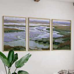 River Delta Trio, Coastal Wetland Wall Art Set - thumbnail 2