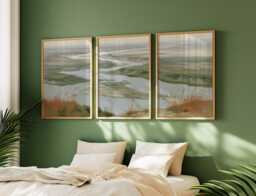 River Delta Trio, Coastal Wetland Wall Art Set - thumbnail 1