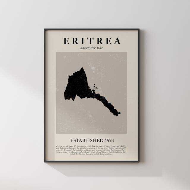 Eritrea Map Vintage Abstract Wall Art Print Picasso + Matisse Inspired Travel Poster - image 1