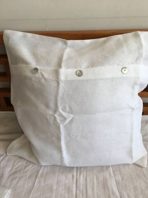 Shabby Chic Pre Washed 100% Natural Linen European Square Pillowcase Euro Sham Throw Buttons Closure - image 1