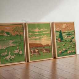 Vintage Farmhouse Prints, Rustic Landscape Wall Art Set Of 3 - thumbnail 2