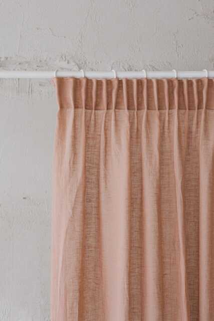 Handmade Sheer Linen Curtain, Misty Rose Pencil Pleat Panel, Light Filtering Soft Pink Curtain For Living Room Or Bedroom - image 1