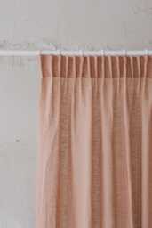 Handmade Sheer Linen Curtain, Misty Rose Pencil Pleat Panel, Light Filtering Soft Pink Curtain For Living Room Or Bedroom