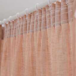 Handmade Sheer Linen Curtain, Misty Rose Pencil Pleat Panel, Light Filtering Soft Pink Curtain For Living Room Or Bedroom - thumbnail 2