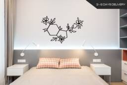 Metal Flower Wall Art Geometric Vase Decor, 3 Pcs - thumbnail 1
