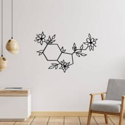 Metal Flower Wall Art Geometric Vase Decor, 3 Pcs - thumbnail 3