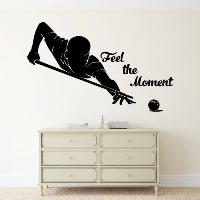 Feel The Moment Wall Decal Billiards Player Vinyl Sticker Motivation Quotes Home Interior Art Decor - 46Nr - image 1