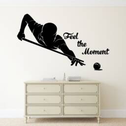 Feel The Moment Wall Decal Billiards Player Vinyl Sticker Motivation Quotes Home Interior Art Decor - 46Nr - thumbnail 1