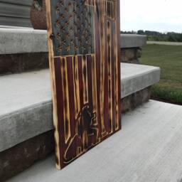 Wood Burned American Flag Firefighter Hero, Rustic Wall Art - 36x18 - thumbnail 2