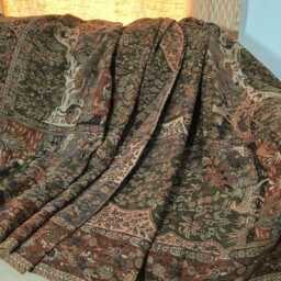 Luxury Boiled Pure Merino Wool Reversible Sofa Or Bed Throws For Ultimate Comfort & Style- Classic Indian Abstract Print in Beige - thumbnail 3