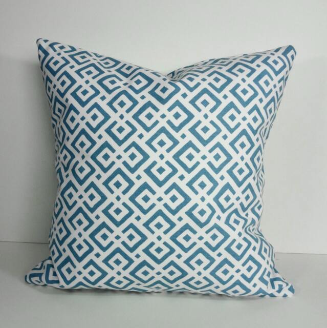 Aqua Lattice Pillow Cover Serena & Lily Geometric Throw Cushion - 18 X 18 - image 1