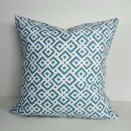Aqua Lattice Pillow Cover Serena & Lily Geometric Throw Cushion - 18 X 18 - thumbnail 1