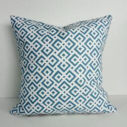 Aqua Lattice Pillow Cover Serena & Lily Geometric Throw Cushion - 18 X 18 - thumbnail 2