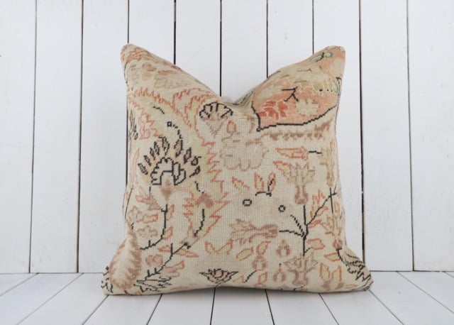 Vintage Turkish Kilim Pillow Cover, 20x20 Inch Handmade Ethnic Cushion - image 1