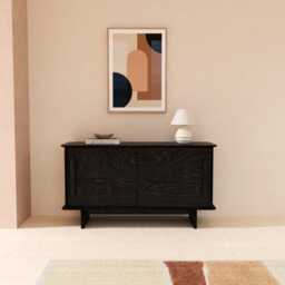 Modern Plywood Storage Cabinet With Sliding Doors - Handmade Minimalist 2 Door Sideboard - thumbnail 2